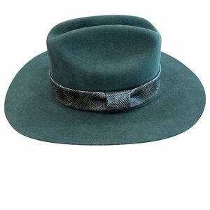 Elegant Green Wool Fedora Hat